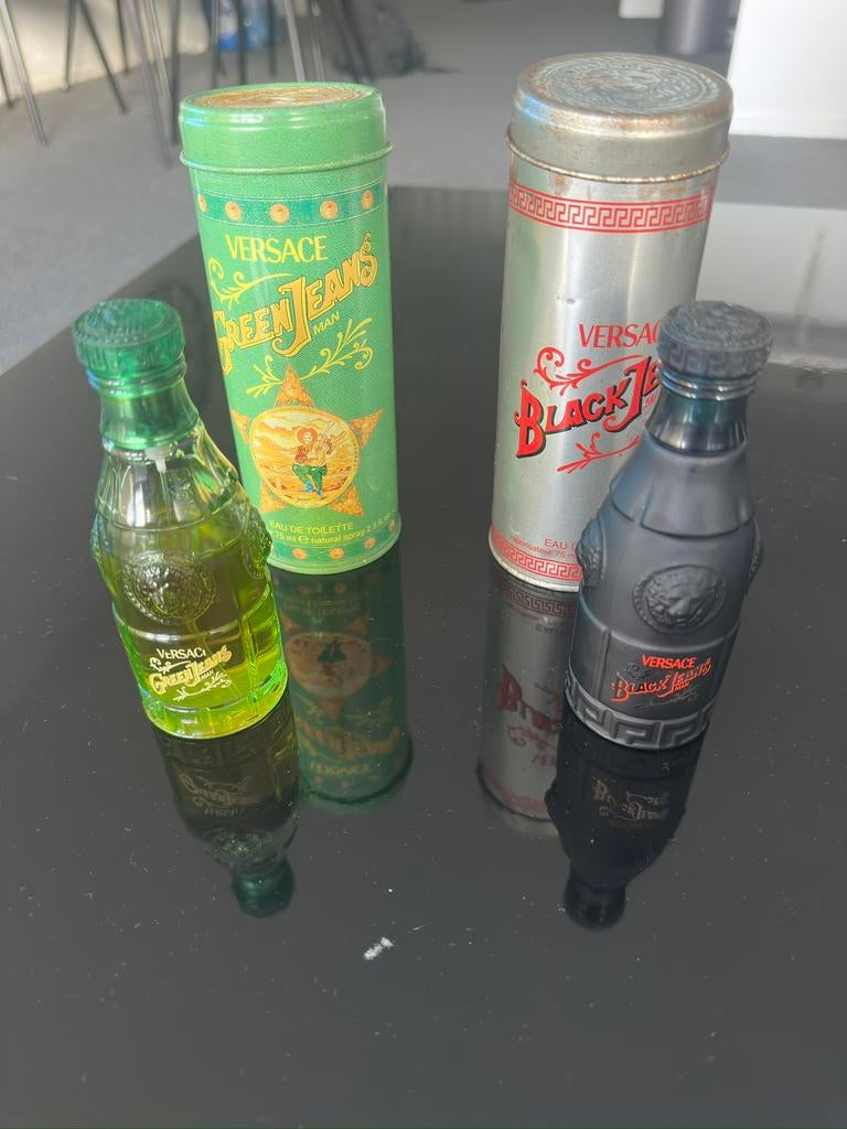 Zeer zeldzame Versace Green jeans /Black jeans 75ml, Ophalen of Verzenden, Gebruikt, Parfumfles, Gevuld