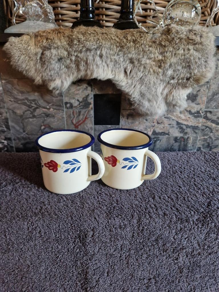 Boerenbont bekers, Ophalen of Verzenden, Zo goed als nieuw, Kop(pen) en/of Schotel(s), Aardewerk