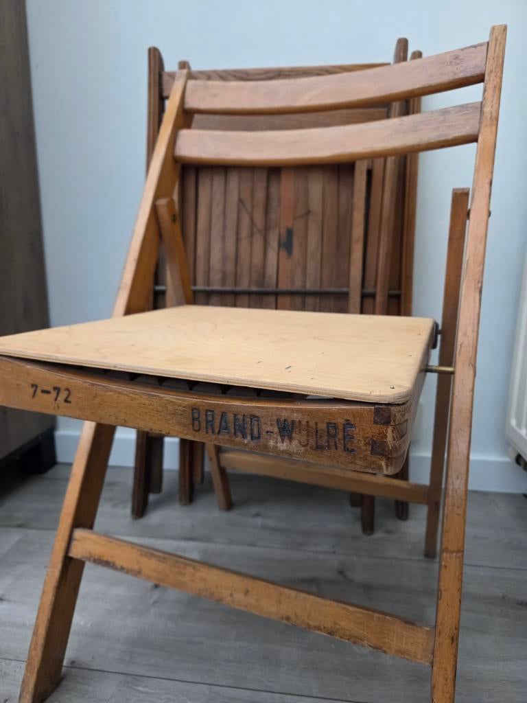 3 houten klapstoelen van Brand bier, Verzamelen, Ophalen, Gebruikt, Overige typen, Brand