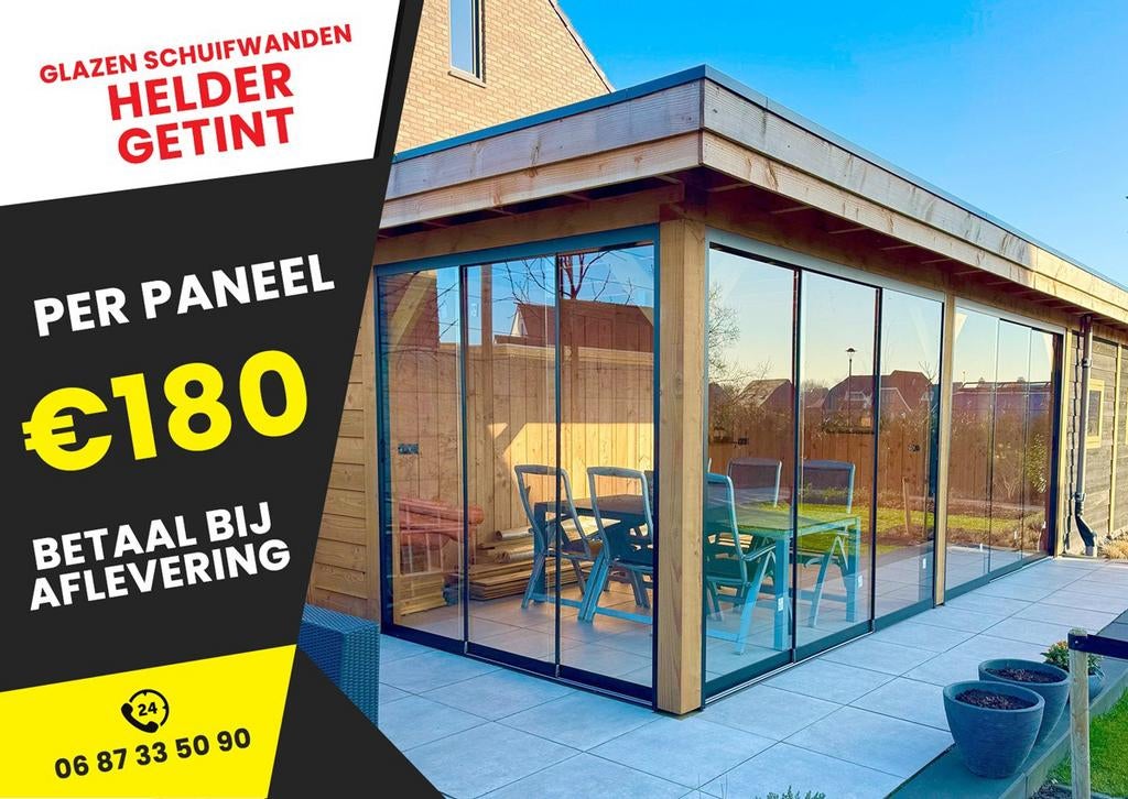 Glazen Scuifwanden!, Ophalen of Verzenden, Nieuw, Veranda