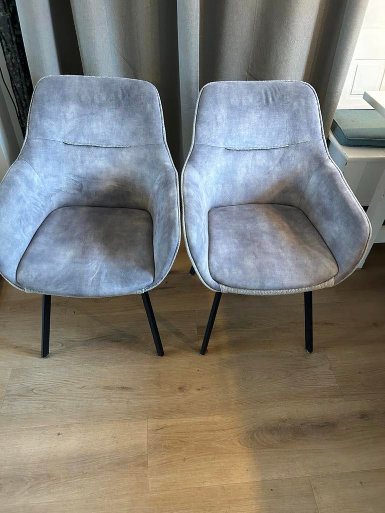 3 Woonexpress eetkamerstoelen met armleuning, Ophalen, Gebruikt, Drie, Stof