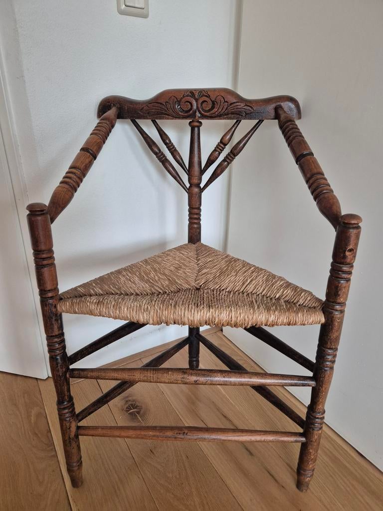 Antieke Breistoel / Driehoekstoel, 1880-1900, Antiek en Kunst, Ophalen of Verzenden