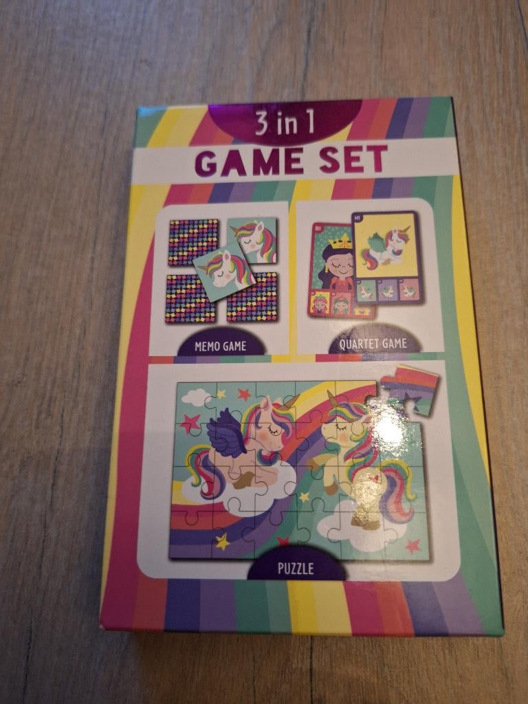 3 in 1 game set Eenhoorn, Een of twee spelers, Ophalen of Verzenden, Nieuw