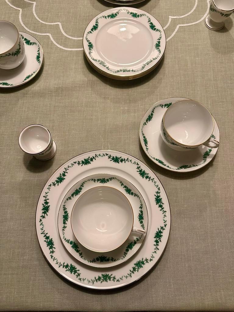 Compleet Servies met Groen Bloemmotief - 45 Delig, Ophalen, Gebruikt, Overige stijlen, Porselein
