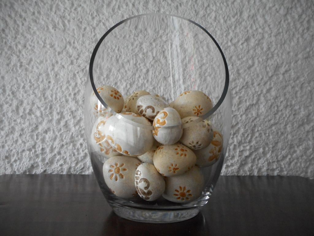Display ei van glas met paas eieren, Ophalen, Zo goed als nieuw