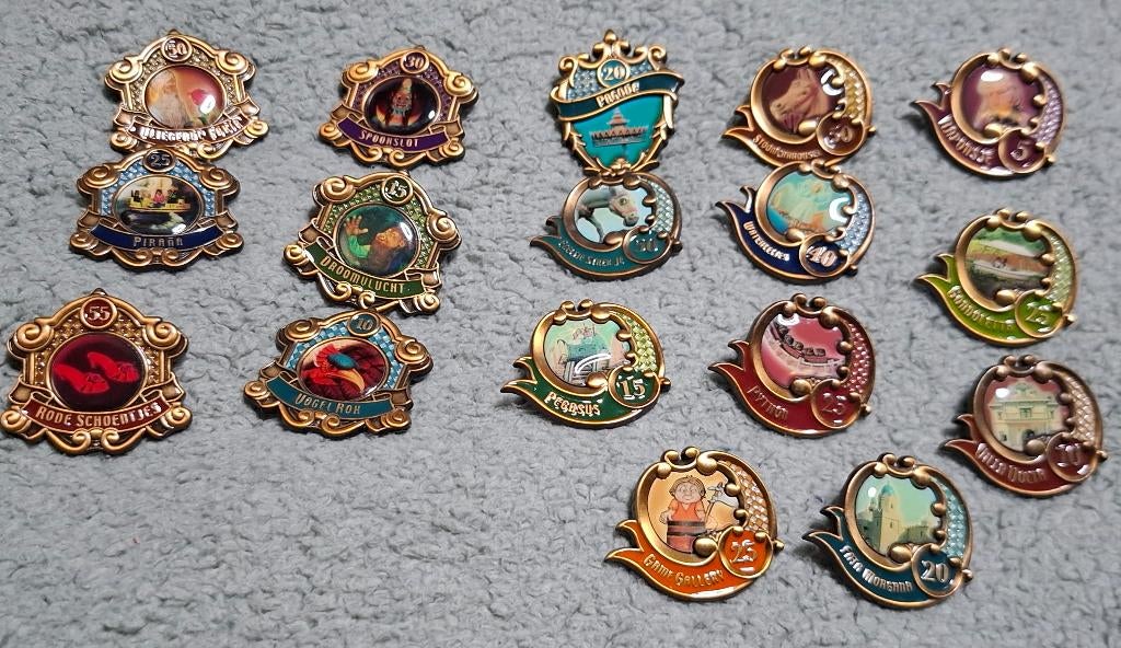 Efteling jubileum pins, Ophalen of Verzenden, Gebruikt, Button of Speldje