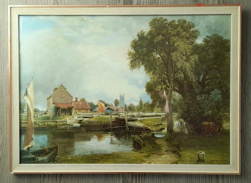 Mooi schilderij de molen van Dedham! John constable., Ophalen of Verzenden, 1960 tot 1980, Gebruikt, Overige onderwerpen