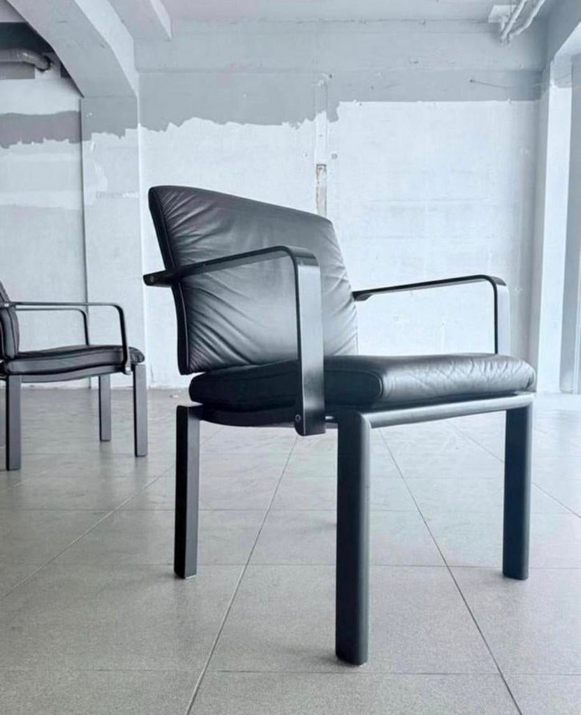 6 “Quadro” Armchairs, Bruno Rey & Charles Polin for Dietiker, Huis en Inrichting, Stoelen, Ophalen, -, Zwart, -