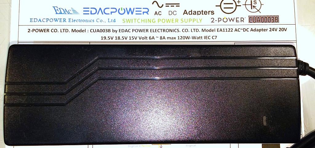 2-Power EDAC EA1122 19.5V 8A 20V 6A 24V 120W Adapter 2.5x5.5, Ophalen of Verzenden, Refurbished