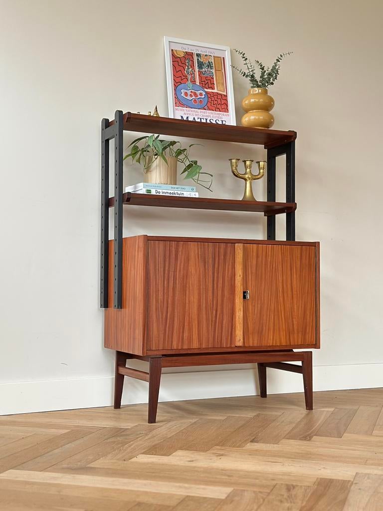 Vintage wandmeubel teak hout simpla lux modulair jaren 50/60, Ophalen, Teakhout, Minder dan 150 cm, 150 tot 200 cm