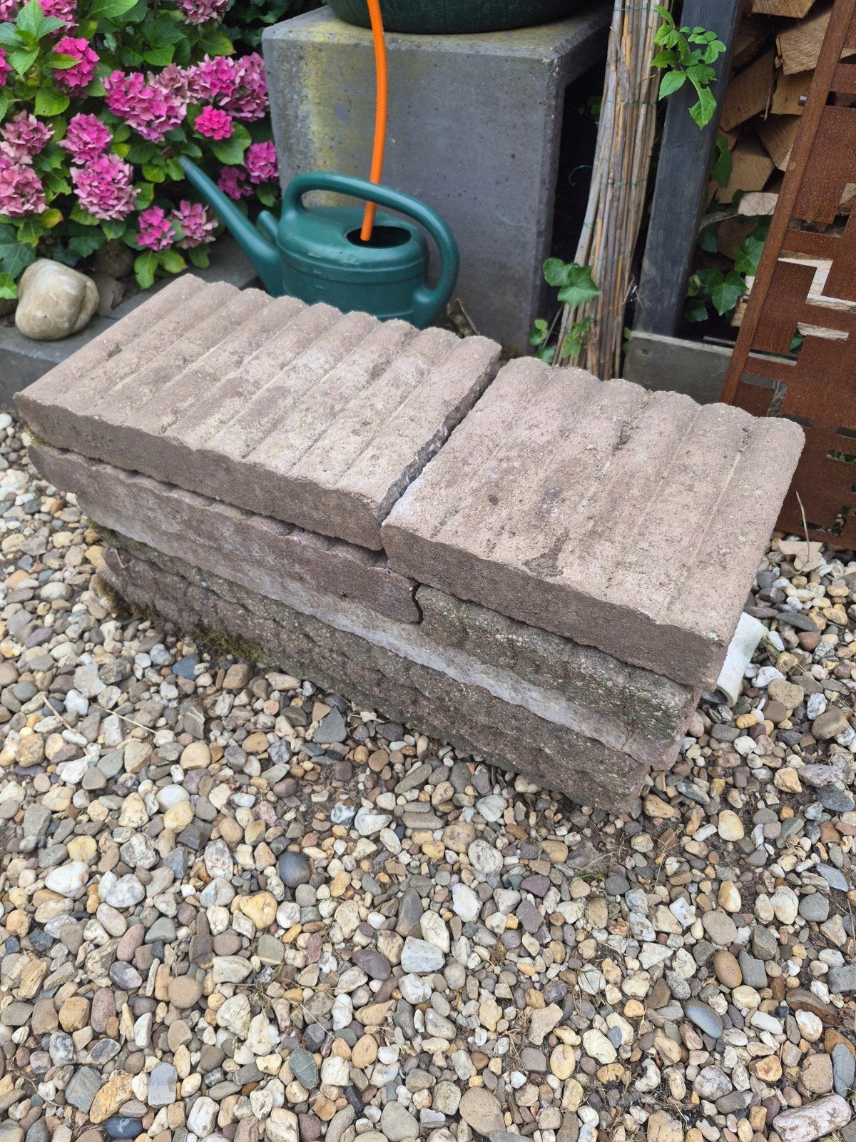Palisadebandjes - Betonnen afboording voor tuin en terras, Tuin en Terras, Tegels en Klinkers, Ophalen, Gebruikt, Beton, Overige typen
