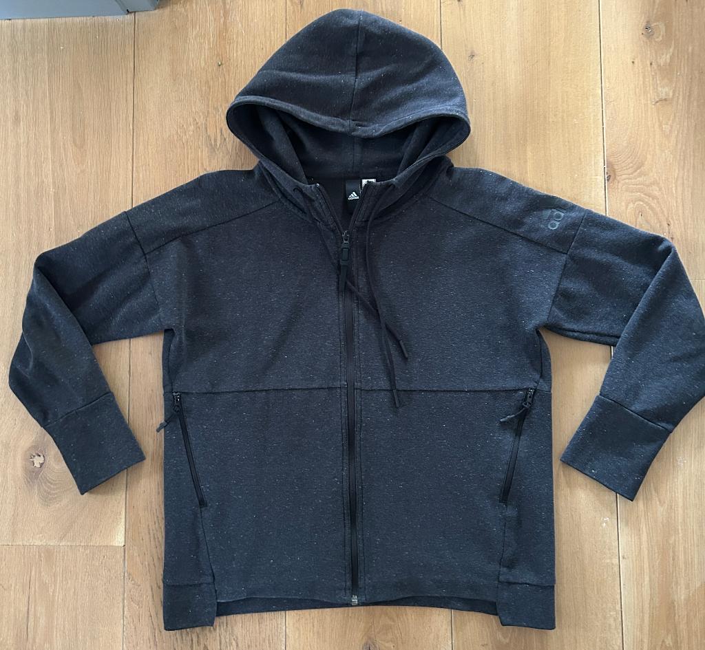 Adidas Athletic zwart/grijze zipp hoodie / vest mt M, Maat 38/40 (M), Adidas, Ophalen of Verzenden, Zo goed als nieuw