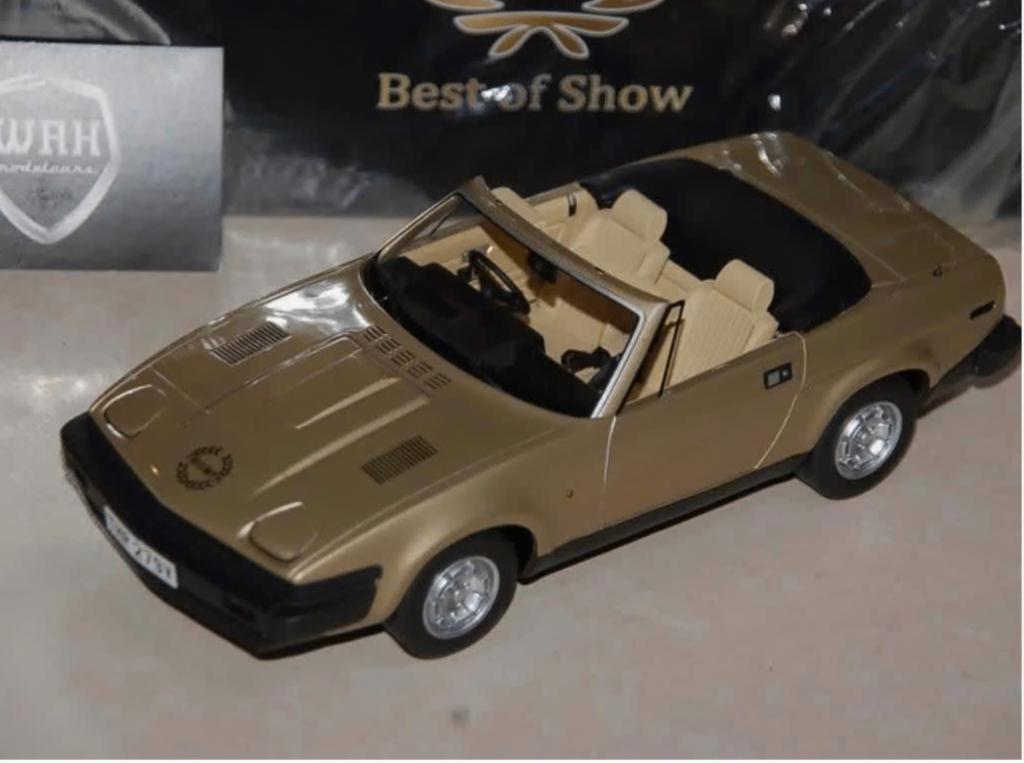 1:18 TRIUMPH TR7 DHC gold BOS models BOS221 in box WRH, Hobby en Vrije tijd, Verzenden, Zo goed als nieuw, Auto, Overige merken