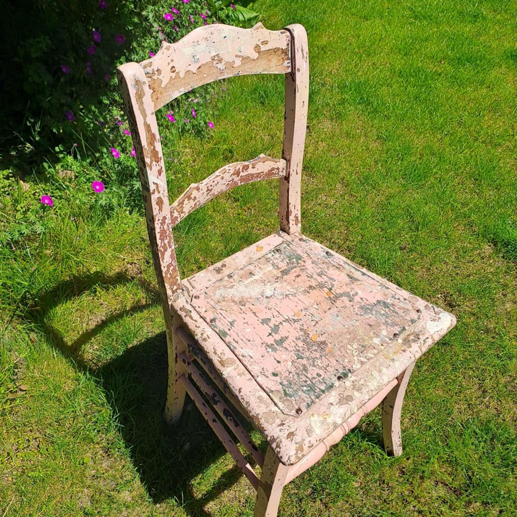 Vintage houten stoel - Shabby Chic roze, Ophalen