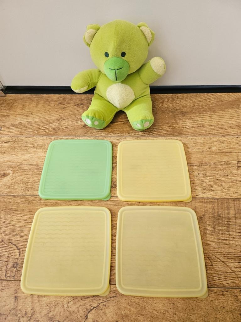 Tupperware deksels fridgesmart vierkant - 15 cm, Huis en Inrichting, Keuken | Tupperware, Zo goed als nieuw, Overige typen, Geel