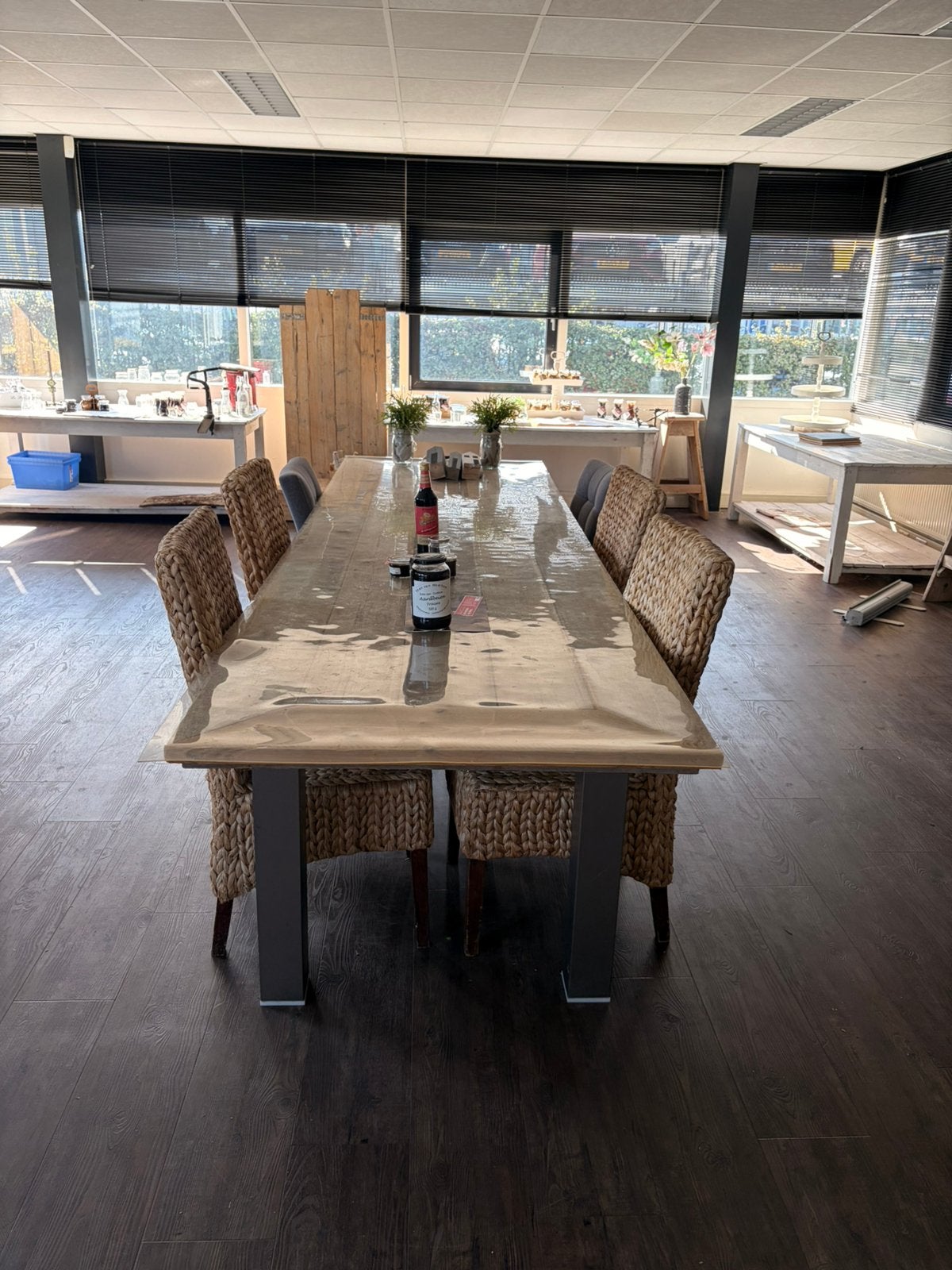 Stijgerhouten eettafel 340, Ophalen, 200 cm of meer, 50 tot 100 cm, Zo goed als nieuw