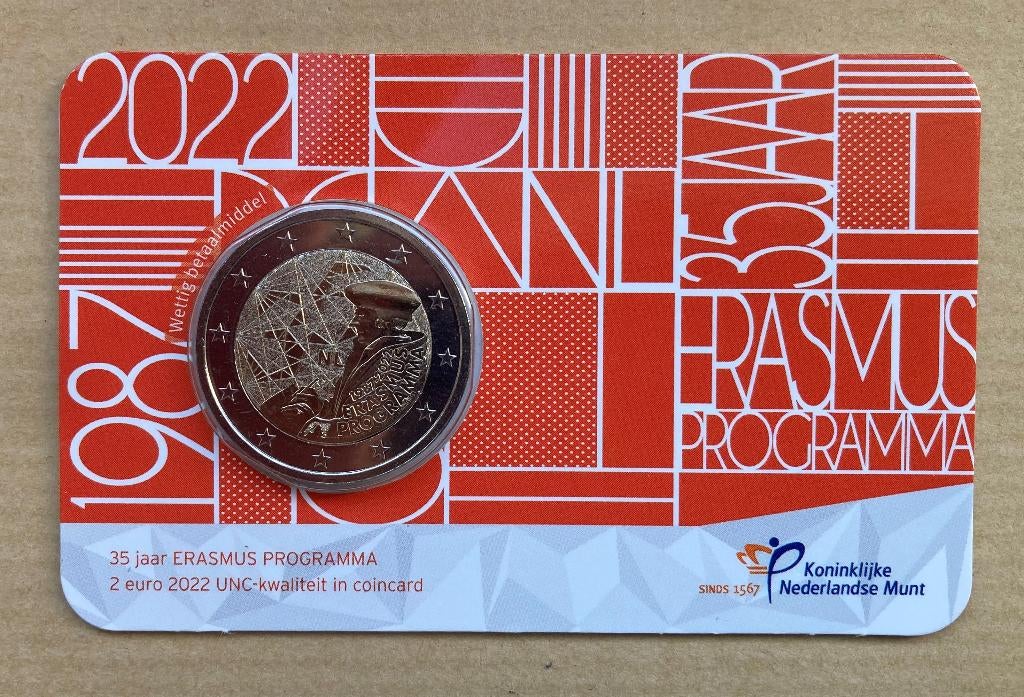 Coincard 2 Euro Erasmus 2022, Ophalen of Verzenden, Koningin Beatrix, Euro's