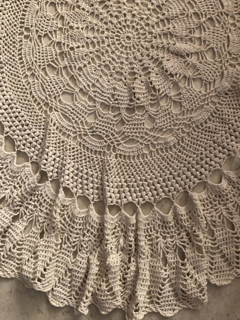 kanten kleed gehaakt wit/ off white diameter 90cm, Ophalen of Verzenden