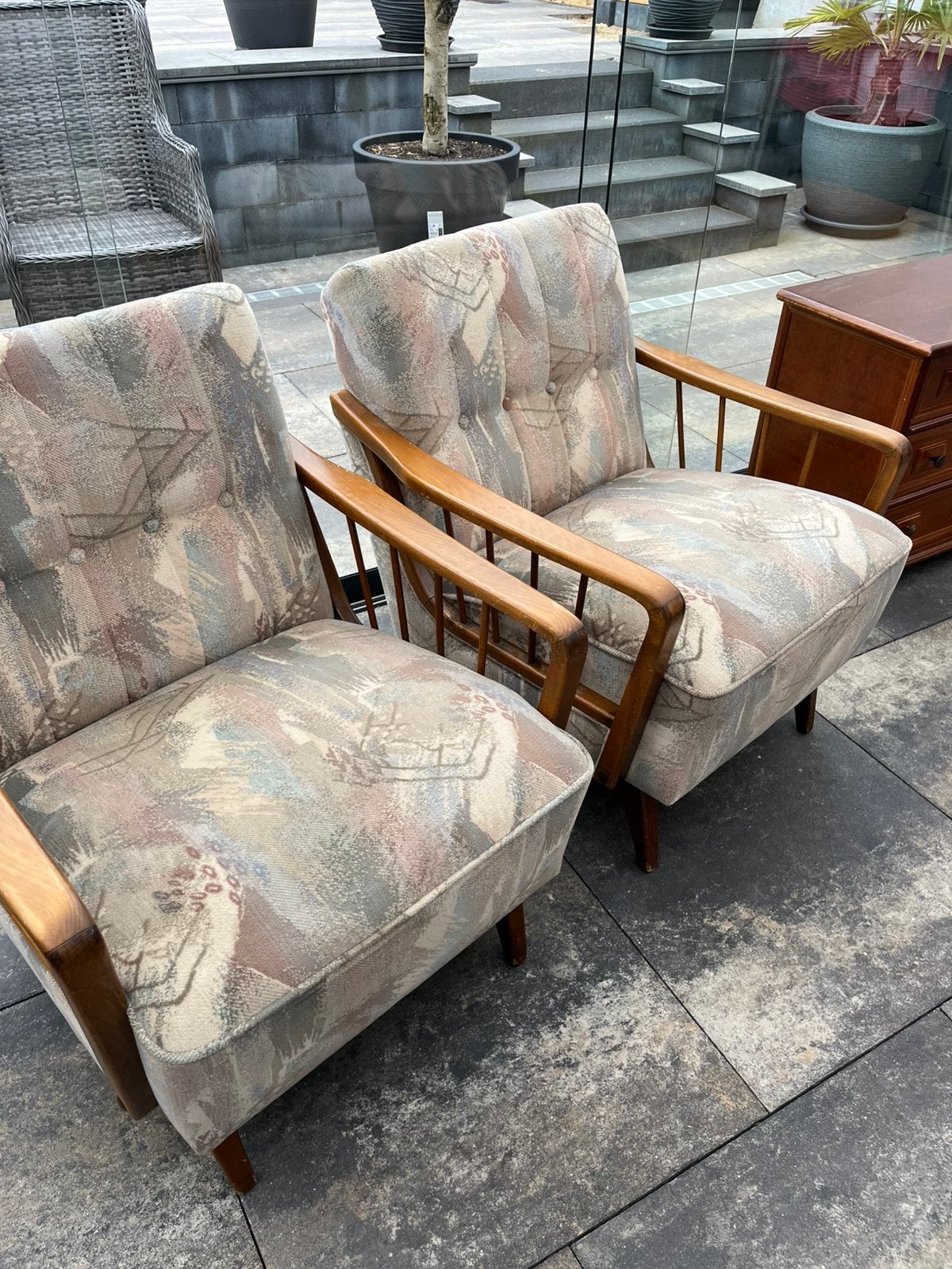 Vintage Fauteuils (2 stuks) - Jaren '60 Stijl, Ophalen, Gebruikt, 75 tot 100 cm, 50 tot 75 cm