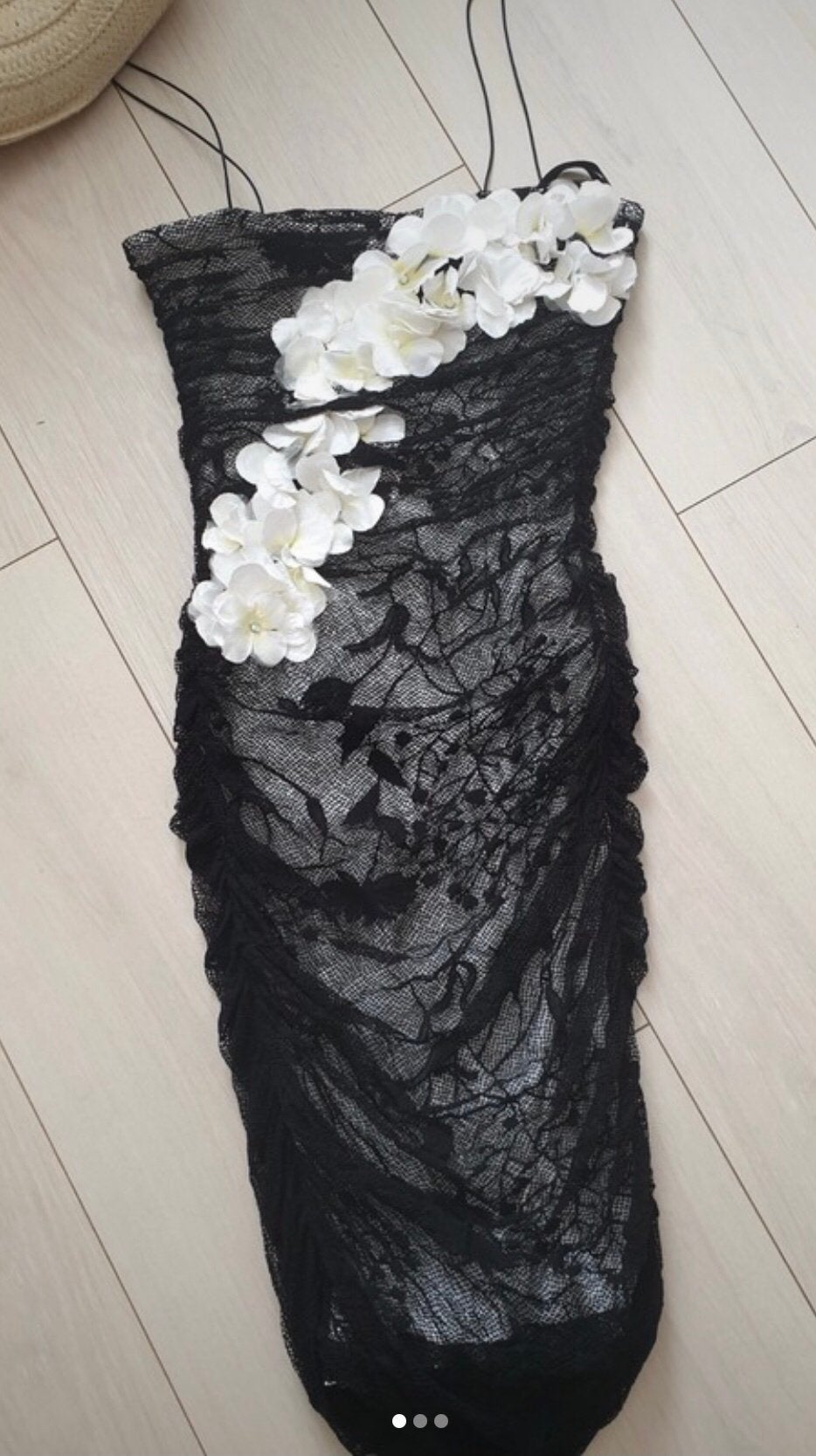 Ribkoff unieke jurk heel luxe zwart /witte orchideeën 36/38, Zo goed als nieuw, Maat 36 (S), Onder de knie, Meerkleurig