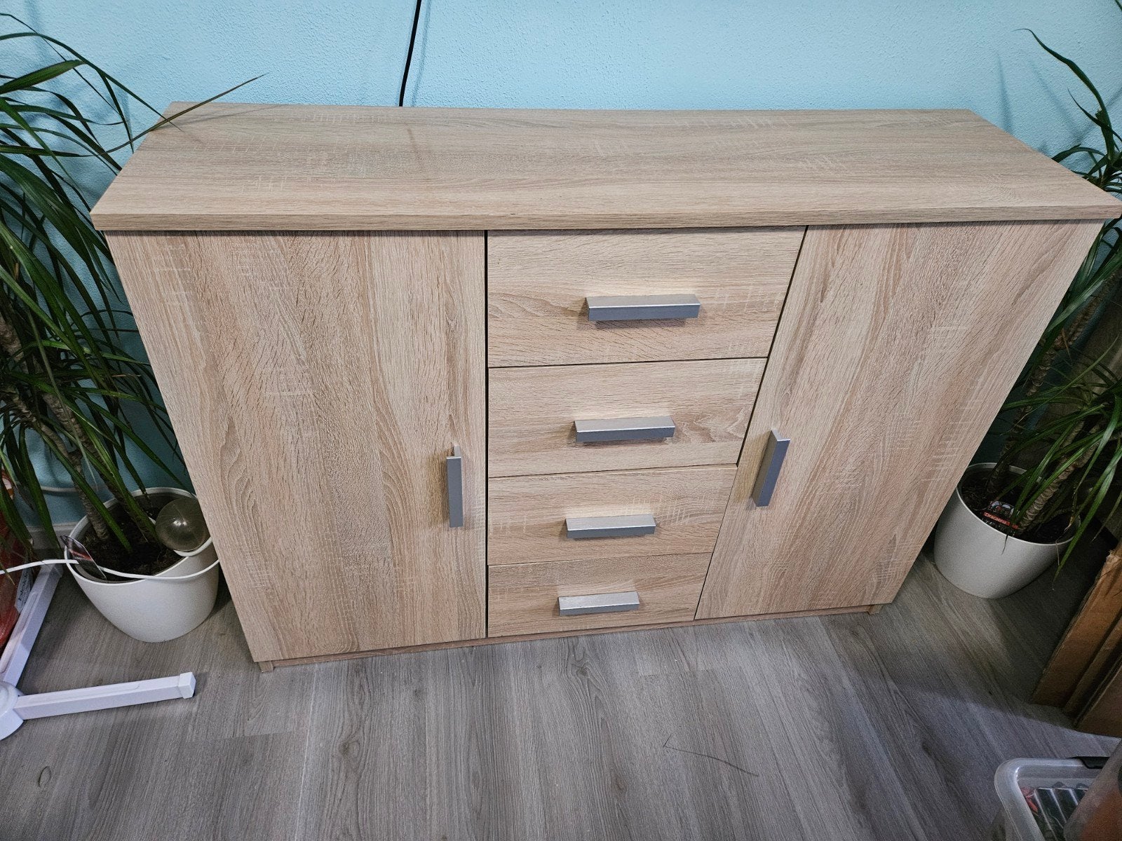 Kast met lades en deuren, eikenkleur, Ophalen, Zo goed als nieuw, Modern, 25 tot 50 cm