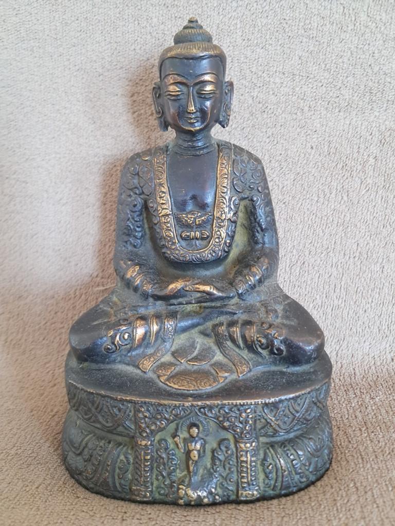 Bronzen met goudbeschilderde boeddha 19e eeuw, Antiek en Kunst, Antiek | Koper en Brons, Ophalen of Verzenden