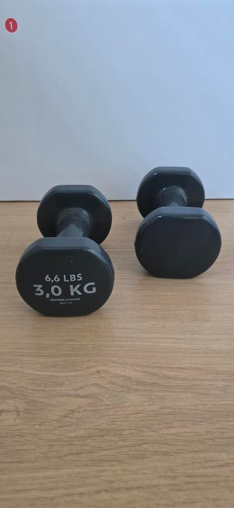 Set van 3kg dumbbells van Decathlon, Ophalen