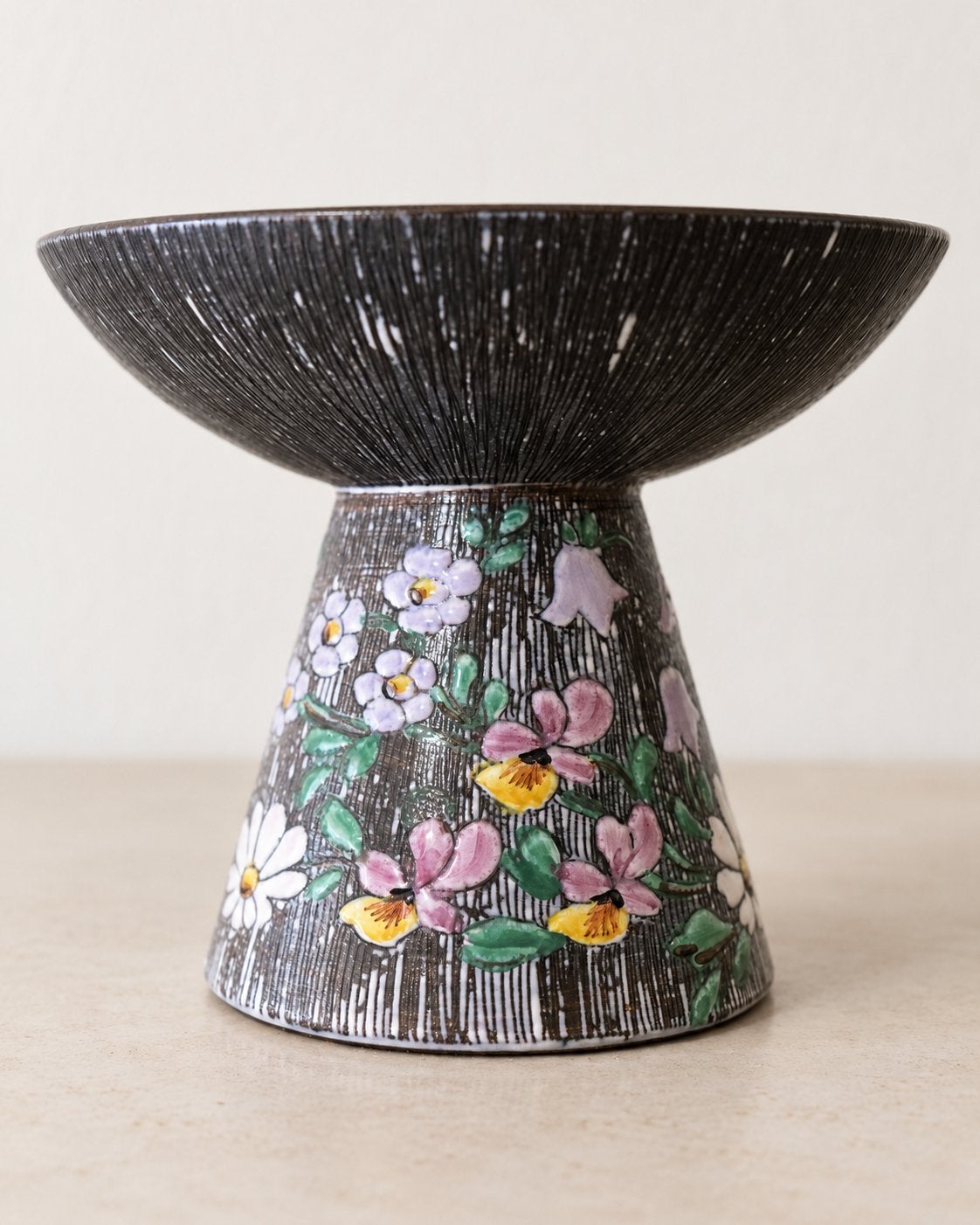 Tällberg Keramik kandelaar met bloemendecor – gesigneerd GB, Ophalen of Verzenden