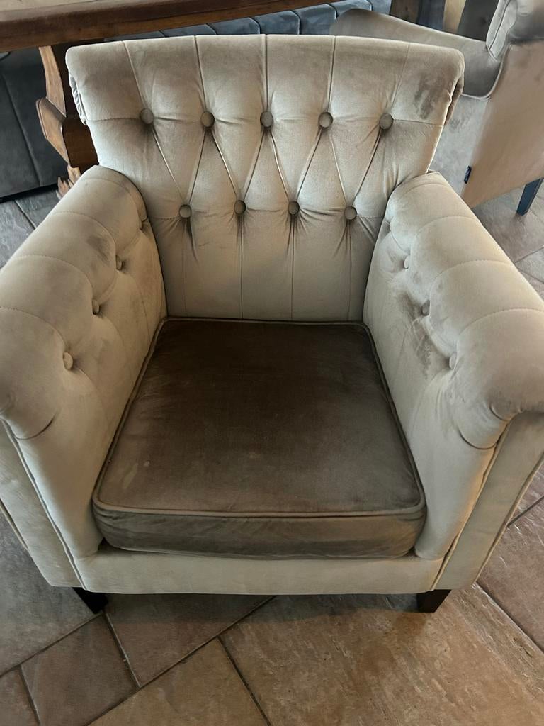 1 STOEL ‼️Chique taupe beige stoel comfortabel en veelzijdig, Ophalen, Twee, Overige kleuren, Zo goed als nieuw