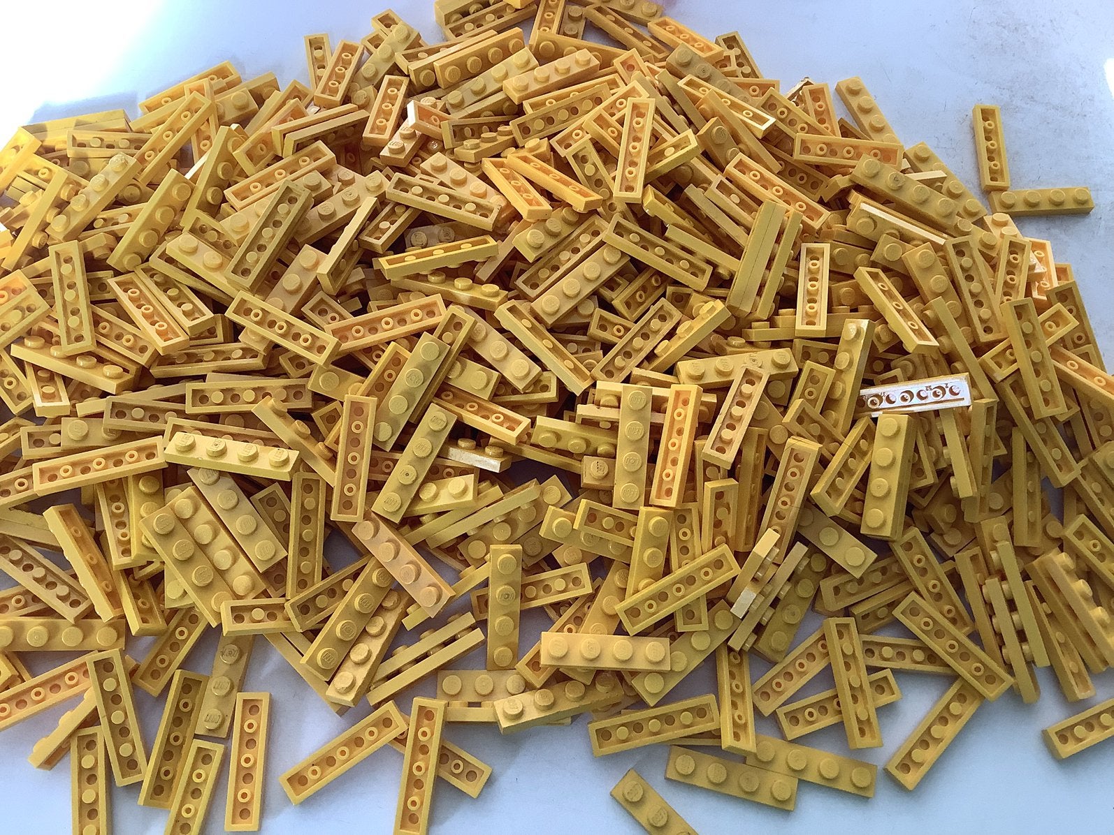 Lego plaat 1x4 geel, Ophalen of Verzenden, Gebruikt, Losse stenen, Lego