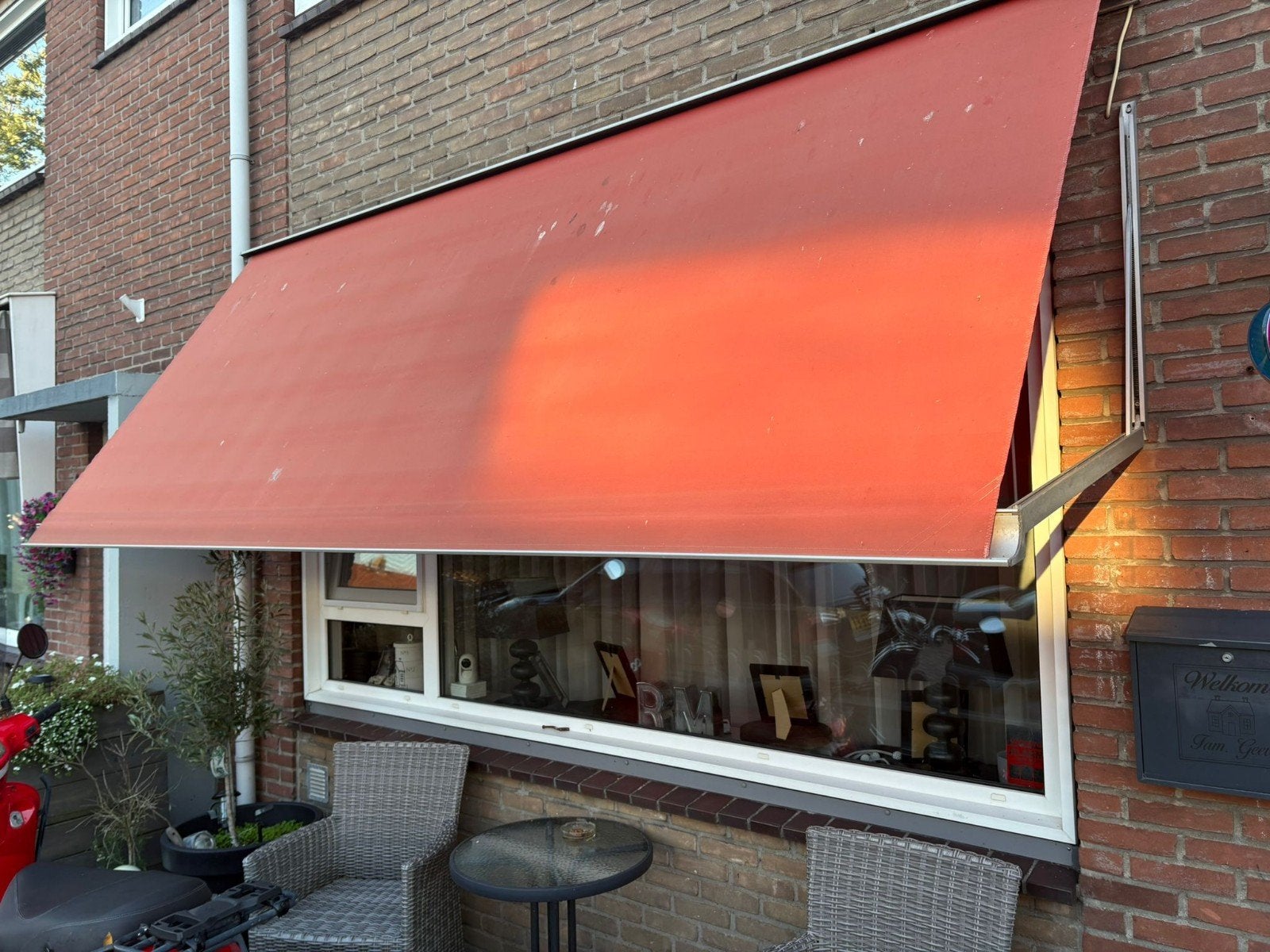 zonnescherm elektris gratis, 150 tot 300 cm, Ophalen, Gebruikt, Knikarmscherm