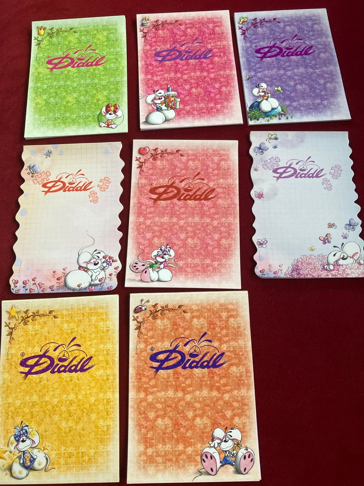 Diddl -Blocks Schrijfblokken. Totaal samen 45 velletjes, Verzenden, Verschillende figuren, Gebruikt, Papier, Kaart of Schrift