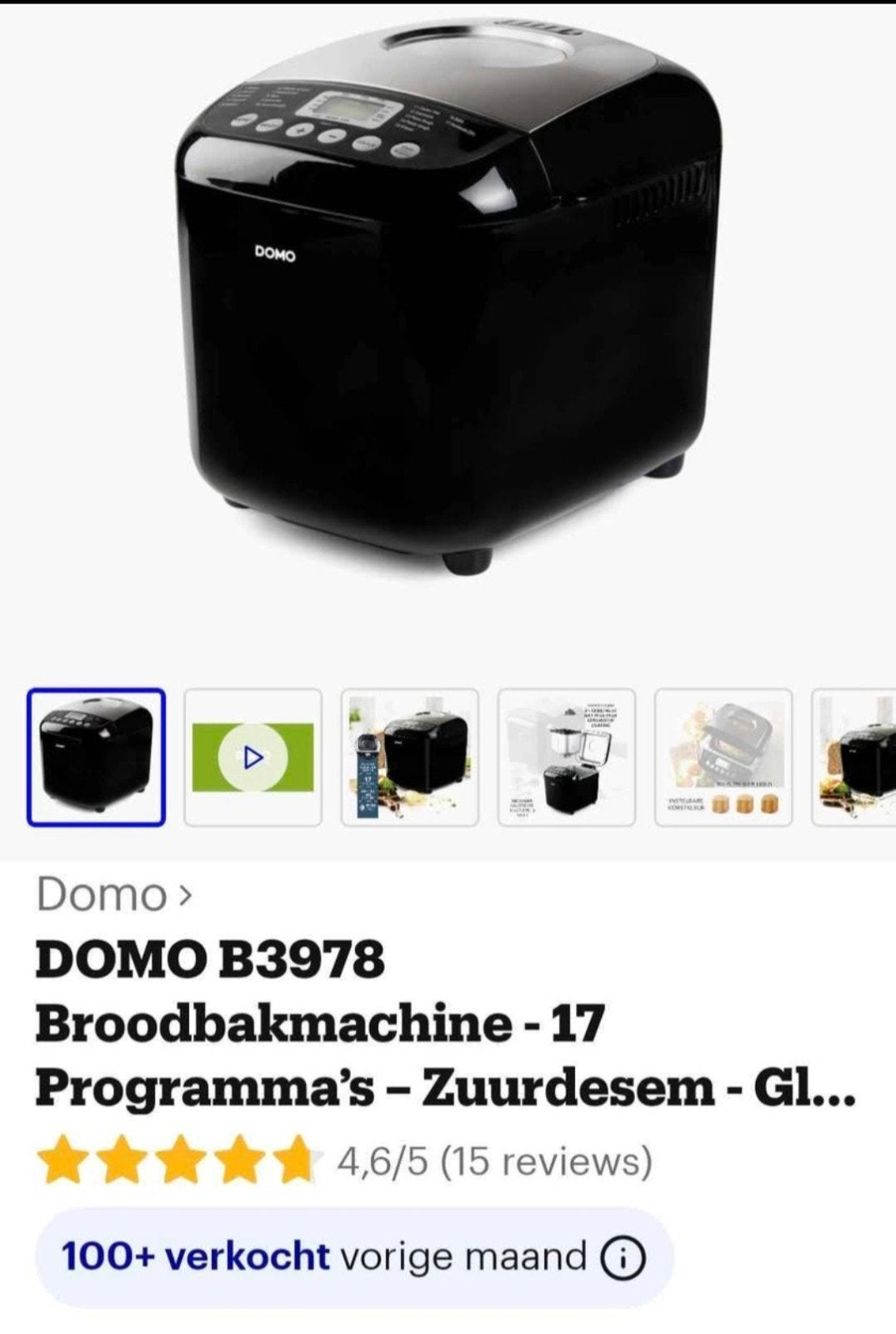Domo B3978 Broodbakmachine - 17 Programma's, Witgoed en Apparatuur, Broodbakmachines, 800 tot 1200 gram deeg, Ophalen of Verzenden