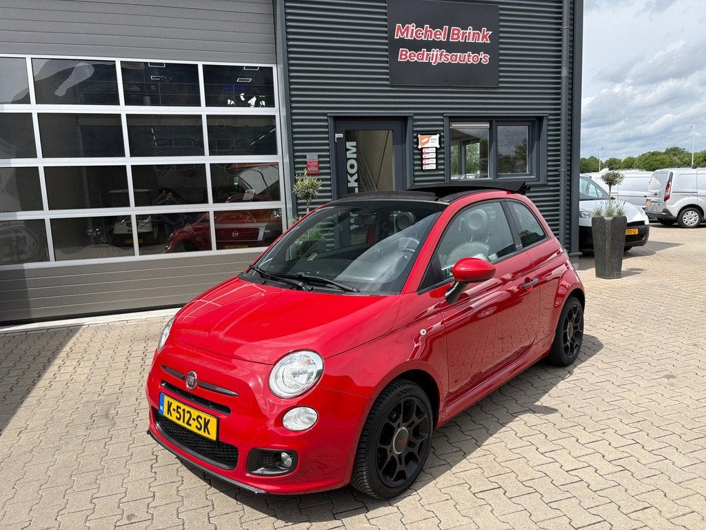 Fiat 500 0.9 TwinAir Lounge Cabrio Leer, Auto's, Euro 5, 86 pk, Gebruikt, Leder