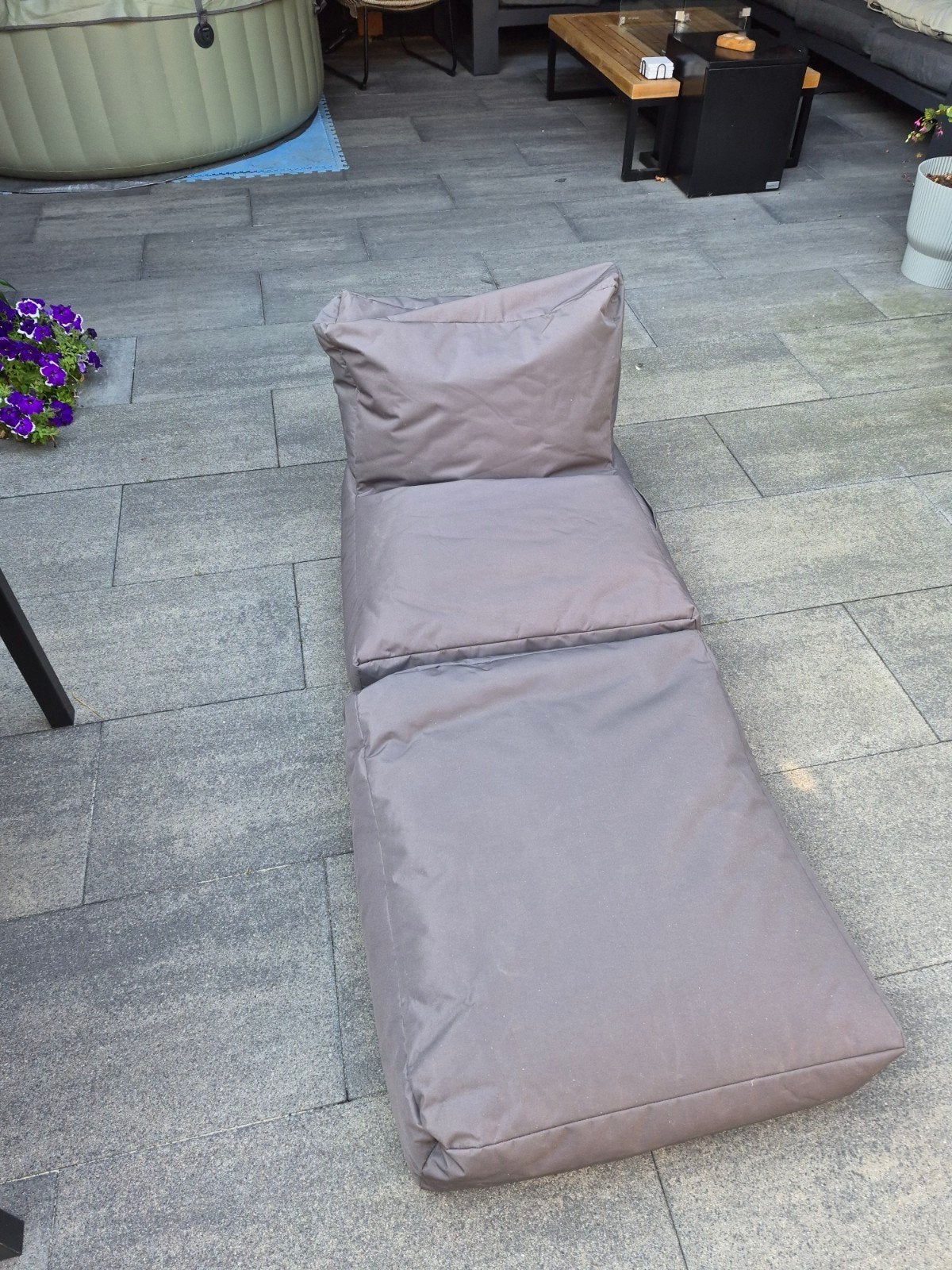 Sitting point zitzakstoel/ligstoel, Huis en Inrichting, Zitzakken, Ophalen, Gebruikt, Grijs, Zitzakstoel