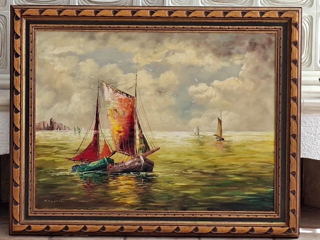 Schilderij, Antiek en Kunst, Ophalen, Maritiem / water, Overige stijlen, Doek