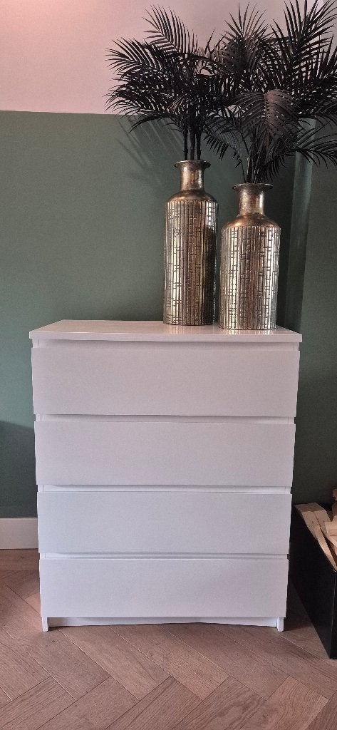Malm ladekast 4 lades wit, Huis en Inrichting, Kasten | Ladekasten, Ophalen, Gebruikt, 50 tot 100 cm, 3 of 4 laden