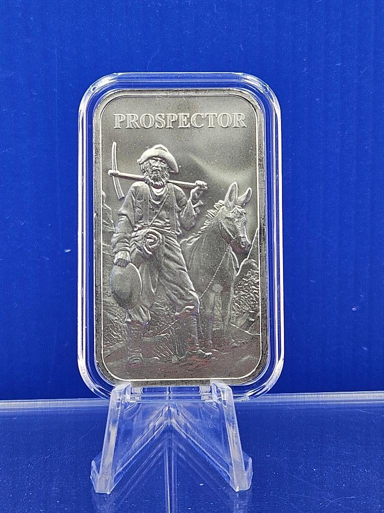 (2056) TOPPER.... PROSPECTOR  BAAR  ONE OUNCE, Ophalen of Verzenden, Zilver