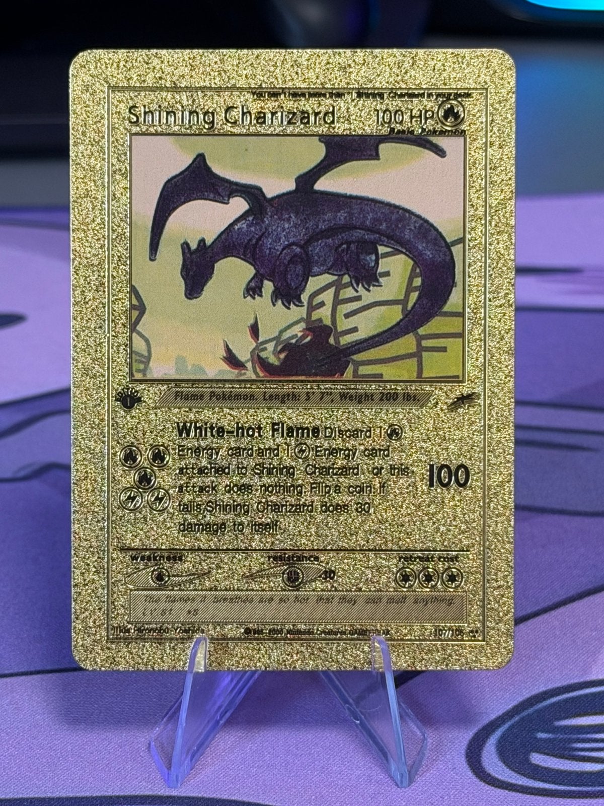 Shining Charizard 107/105 Gouden pokemon kaart, Ophalen, Zo goed als nieuw