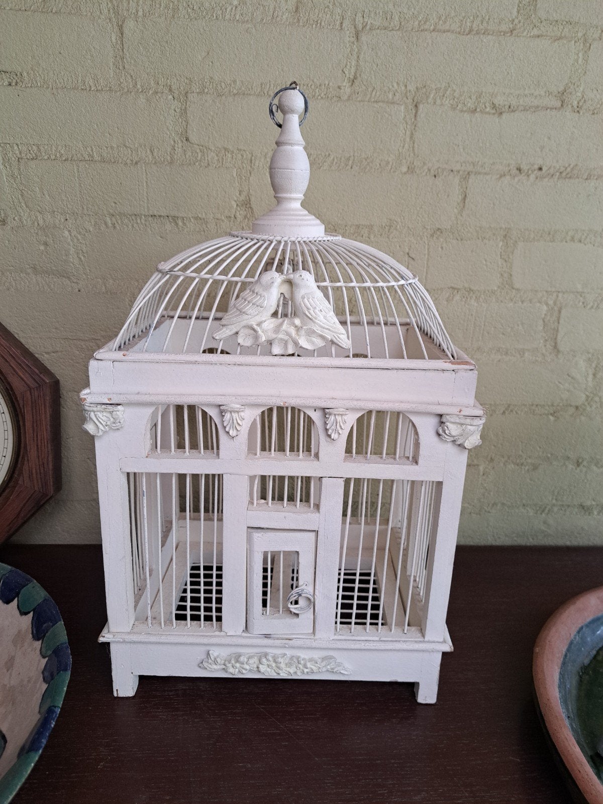 Decoratieve vogelkooi wit met tortelduifjes, Ophalen of Verzenden