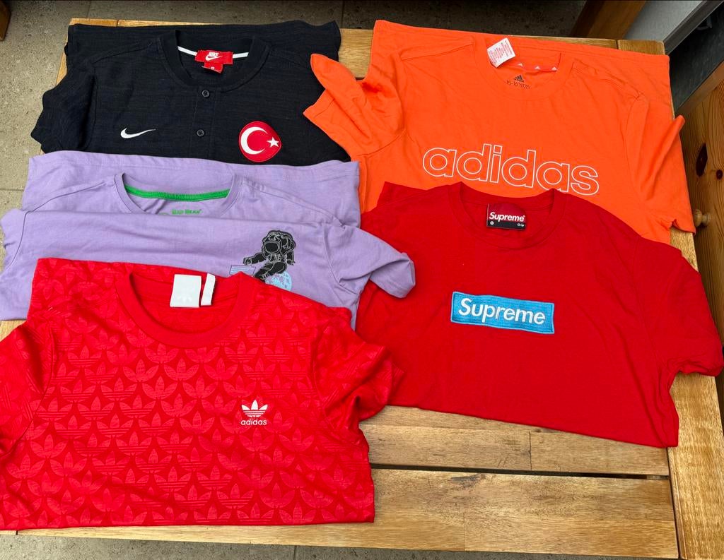 Diverse T-shirts: Nike, Adidas, Supreme, Bad Bear Maat S, Ophalen, Blauw, Korte mouw, Maat 36 (S)