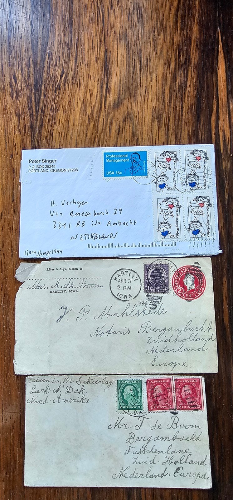 3 Poststukken uit Amerika (oud en nieuw), Verzenden, Noord-Amerika, Setje