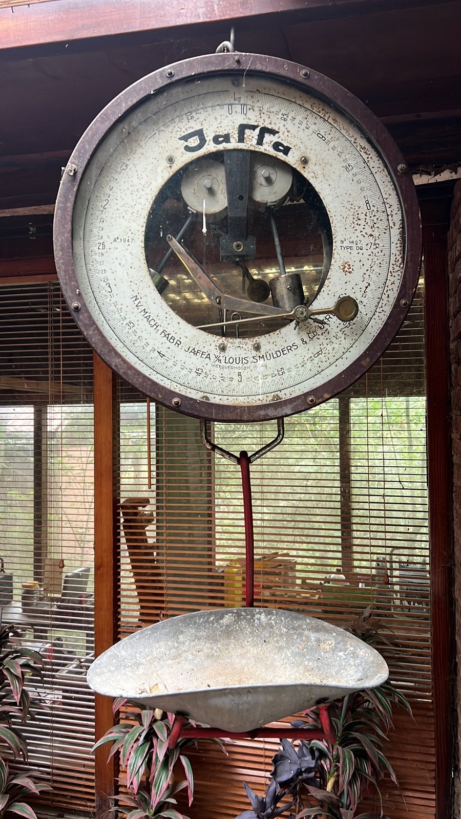 Antieke Jaffa hangweegschaal 10 kg – Louis Smulders & Co., Ophalen