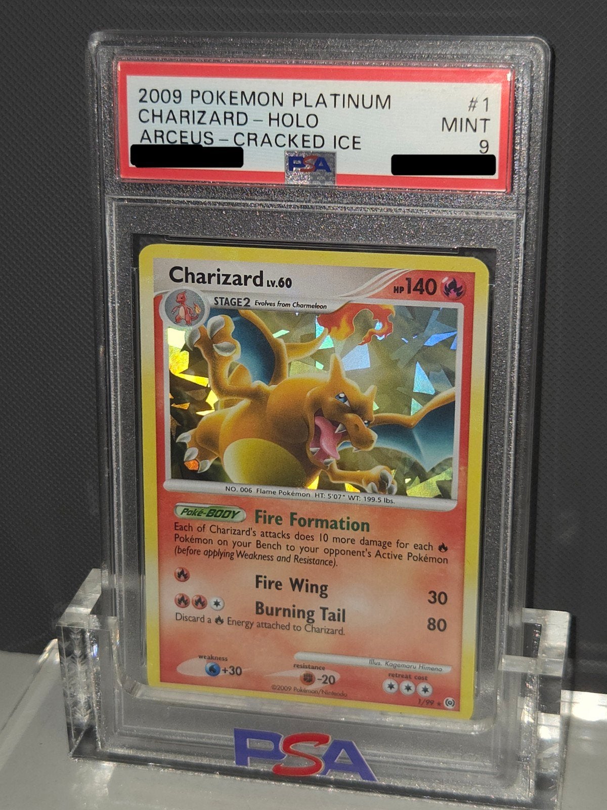 PSA 9 - Charizard Cracked Ice #1 (2009 Platinum - Arceus), Ophalen, Zo goed als nieuw