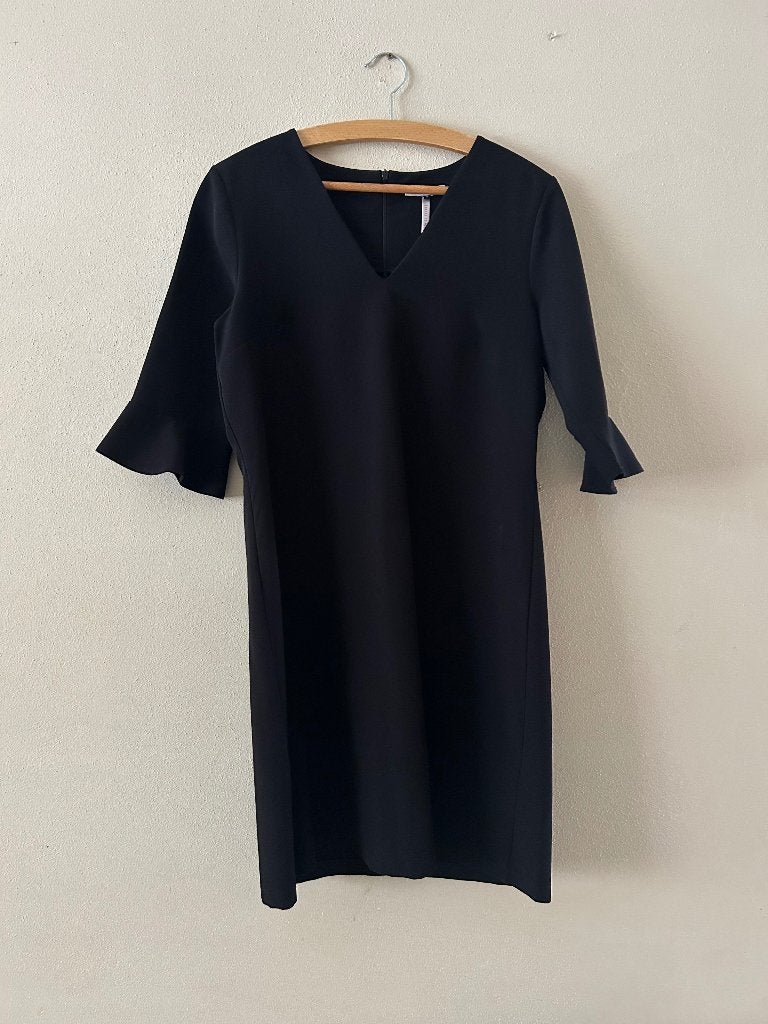 Zwarte jurk Freebird maat M met trompetmouw, Maat 38/40 (M), Verzenden, Zwart, Zo goed als nieuw