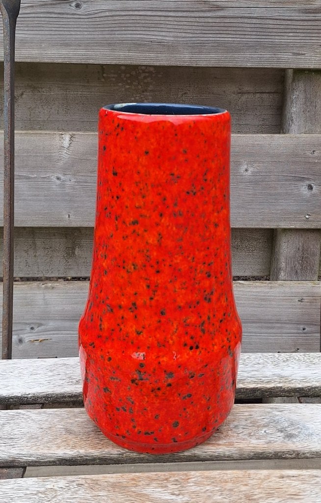 Prachtige vintage oranje,rode Scheurich West Germany vaas., Ophalen of Verzenden, Huis en Inrichting
