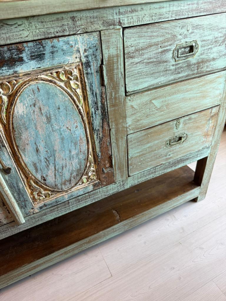 Prachtig India/Ibiza style dressoir, Huis en Inrichting, Kasten | Dressoirs, Ophalen, Nieuw, 25 tot 50 cm, 200 cm of meer