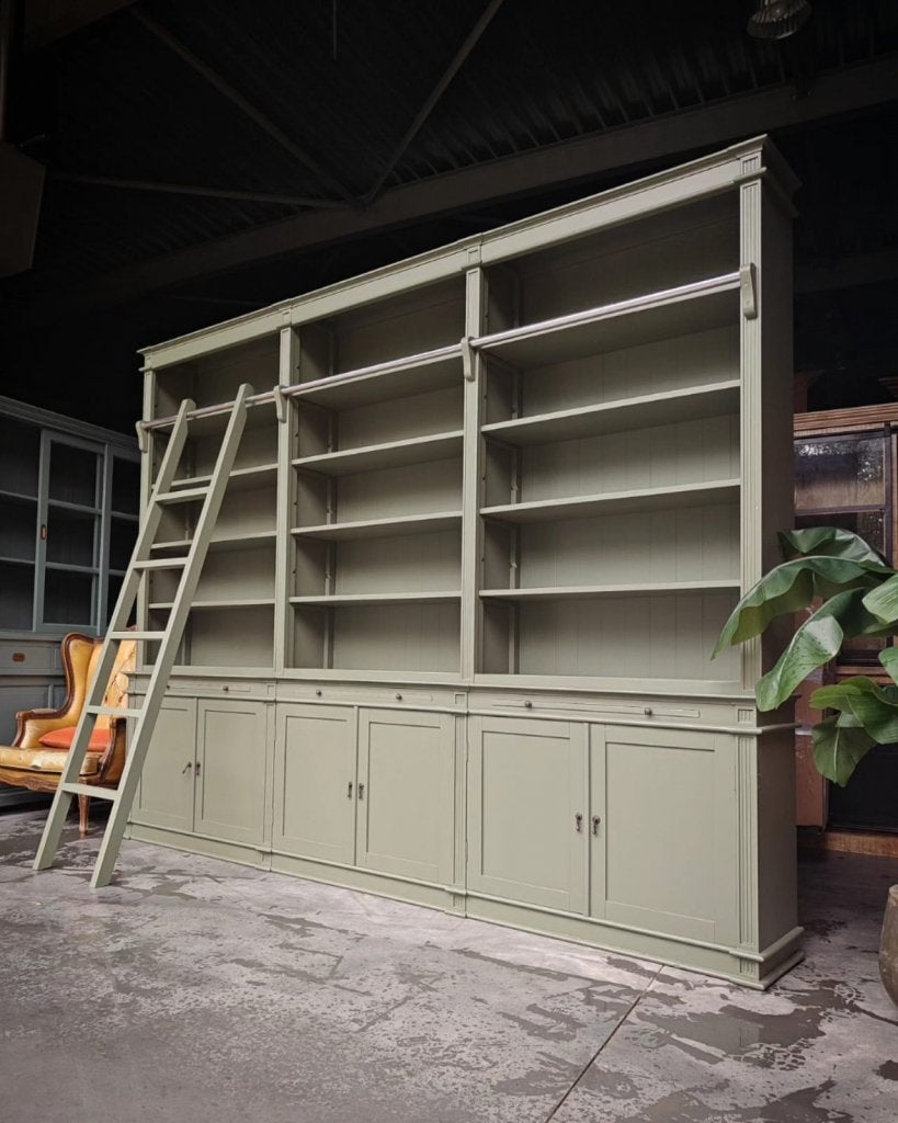 XXL Mosgroene Bibliotheekkast ~ Boekenkast #321, Niet ingevuld, 200 cm of meer, Teakhout, 150 tot 200 cm