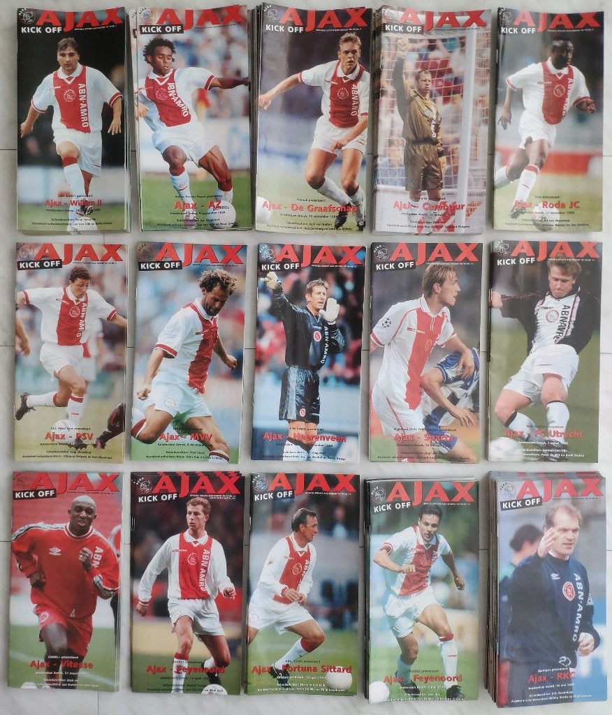 Veel Ajax Kick Off programmaboekjes 1996 1997 1998 1999, Ophalen, Zo goed als nieuw, Ajax, Boek of Tijdschrift