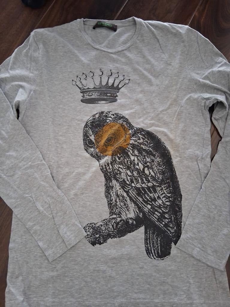 Etro shirt heren maat L met uil print, Maat 52/54 (L), Ophalen of Verzenden, Zo goed als nieuw, Grijs